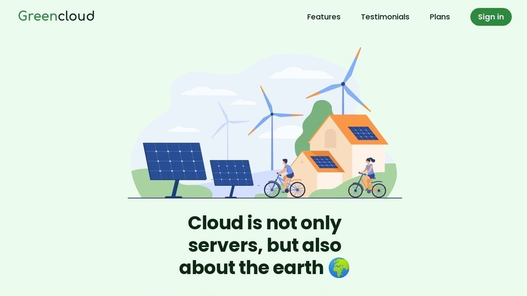 A screenshot of Greencloud website